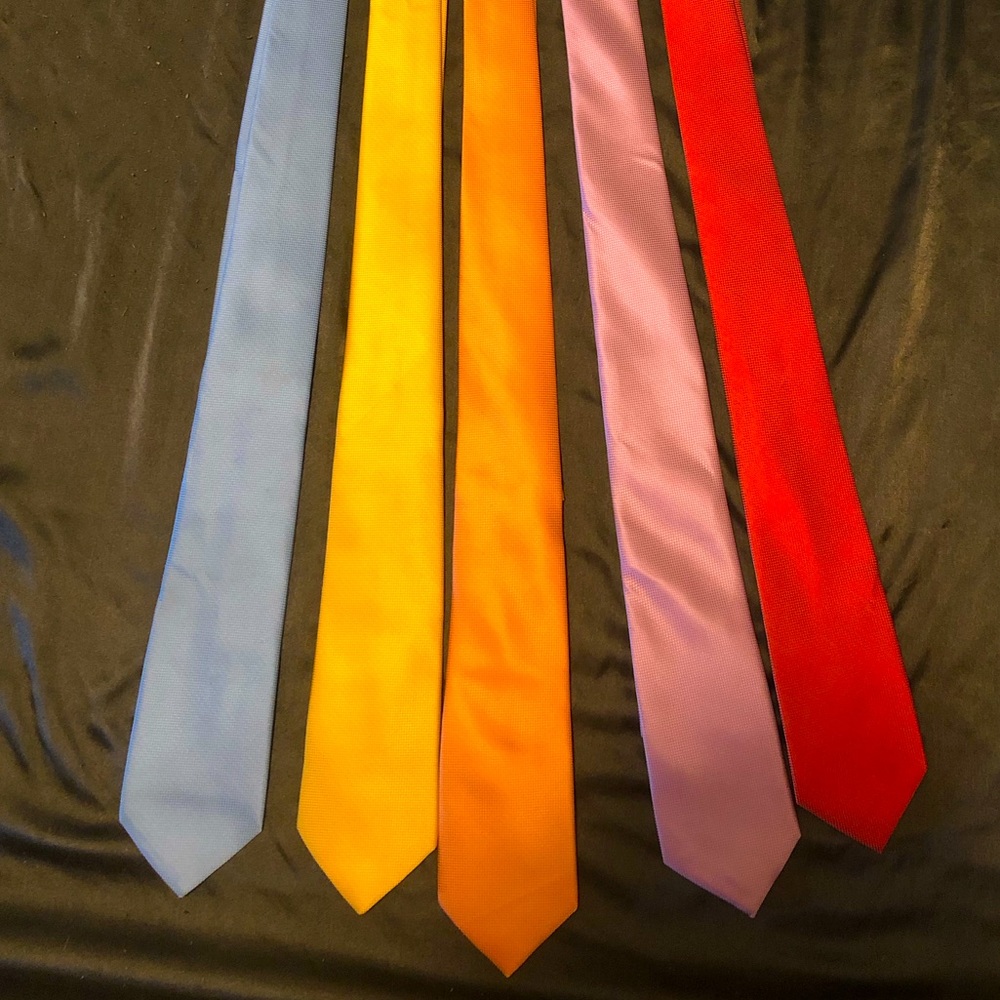 5 Men’s Ties Solid Multi-Colored Bundle Pack Lot - image 1